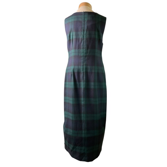 Talbots Dress 12 Black Watch Sleeveless Wool Tartan Plaid Sheath Midi Dress - Picture 2 of 11
